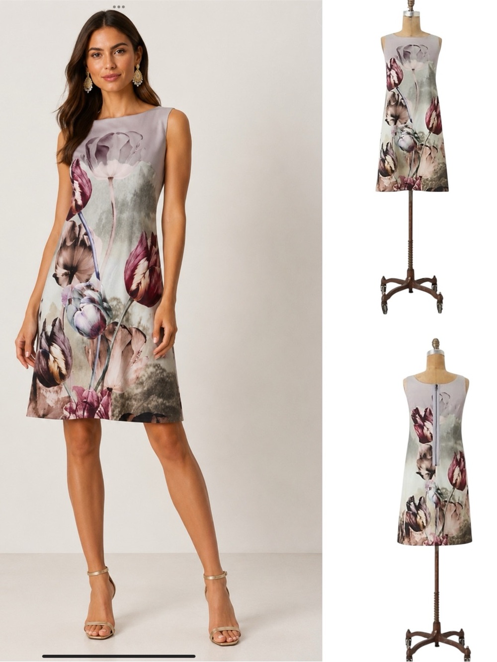 Bailey 44 Anthropologie blooming buds tulip dress sz 12 sleeveless sheath
